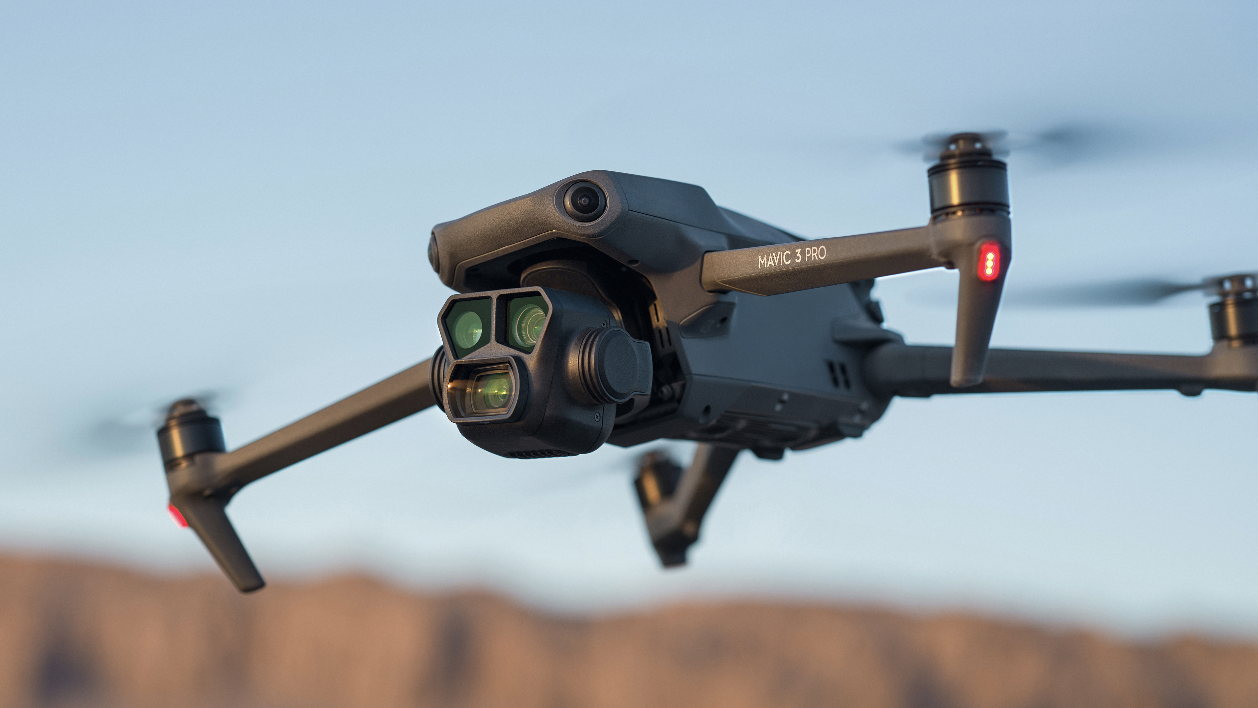 Drone camera in flight for video production